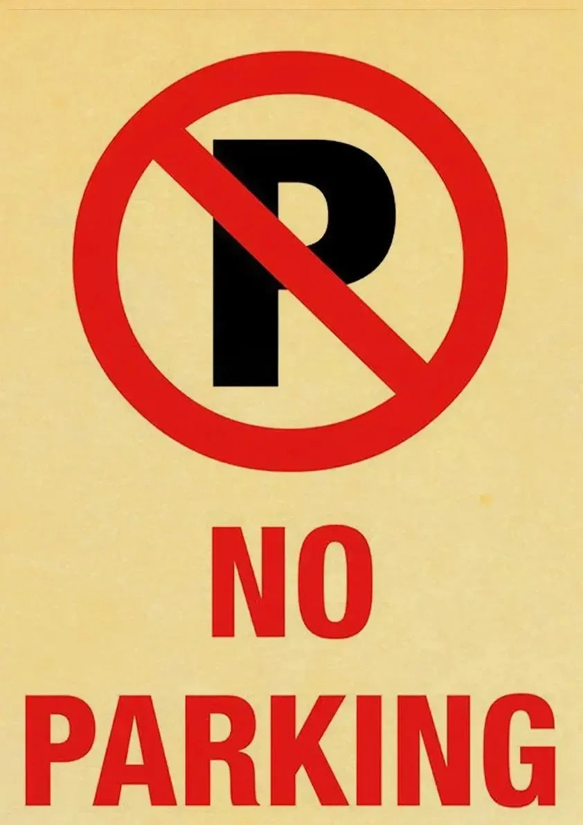 Vintage No Parking Poster | Retro Waarschuwingsbord | Industrieel Muurdecoratie | Wanddecoratie Posters