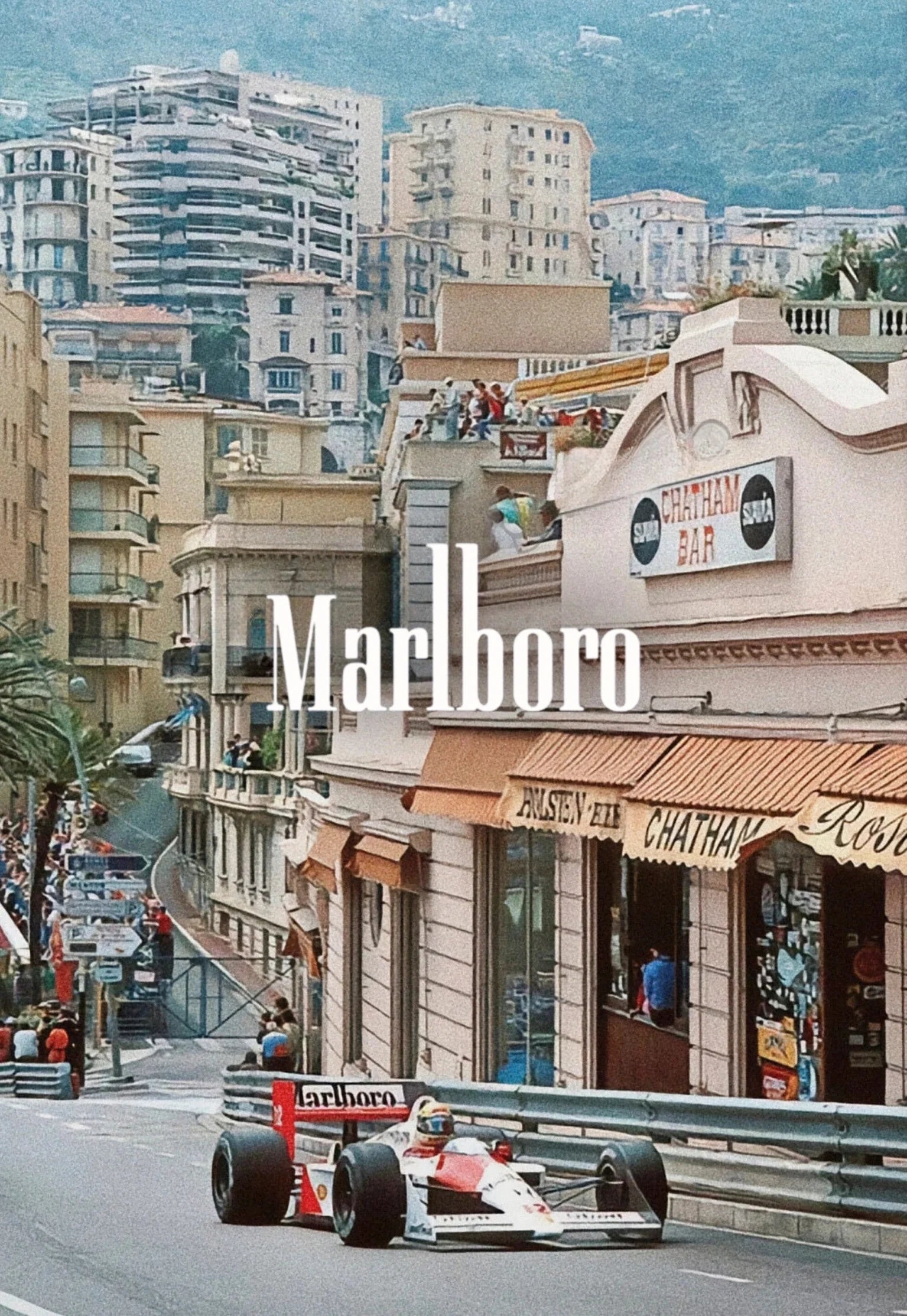 Vintage Formula 1 Poster | Monaco Grand Prix Racing Art | Ayrton Senna & Alain Prost | Muurdecoratie Mclaren | Wanddecoratie Stadsstraten