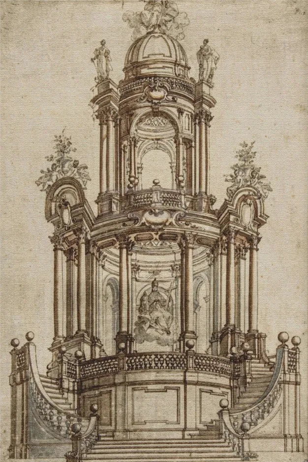 Baroque Altar Design | Muurdecoratie barokinterieurs | Sculpturale Grootheid en Ornamenten | Wanddecoratie Posters