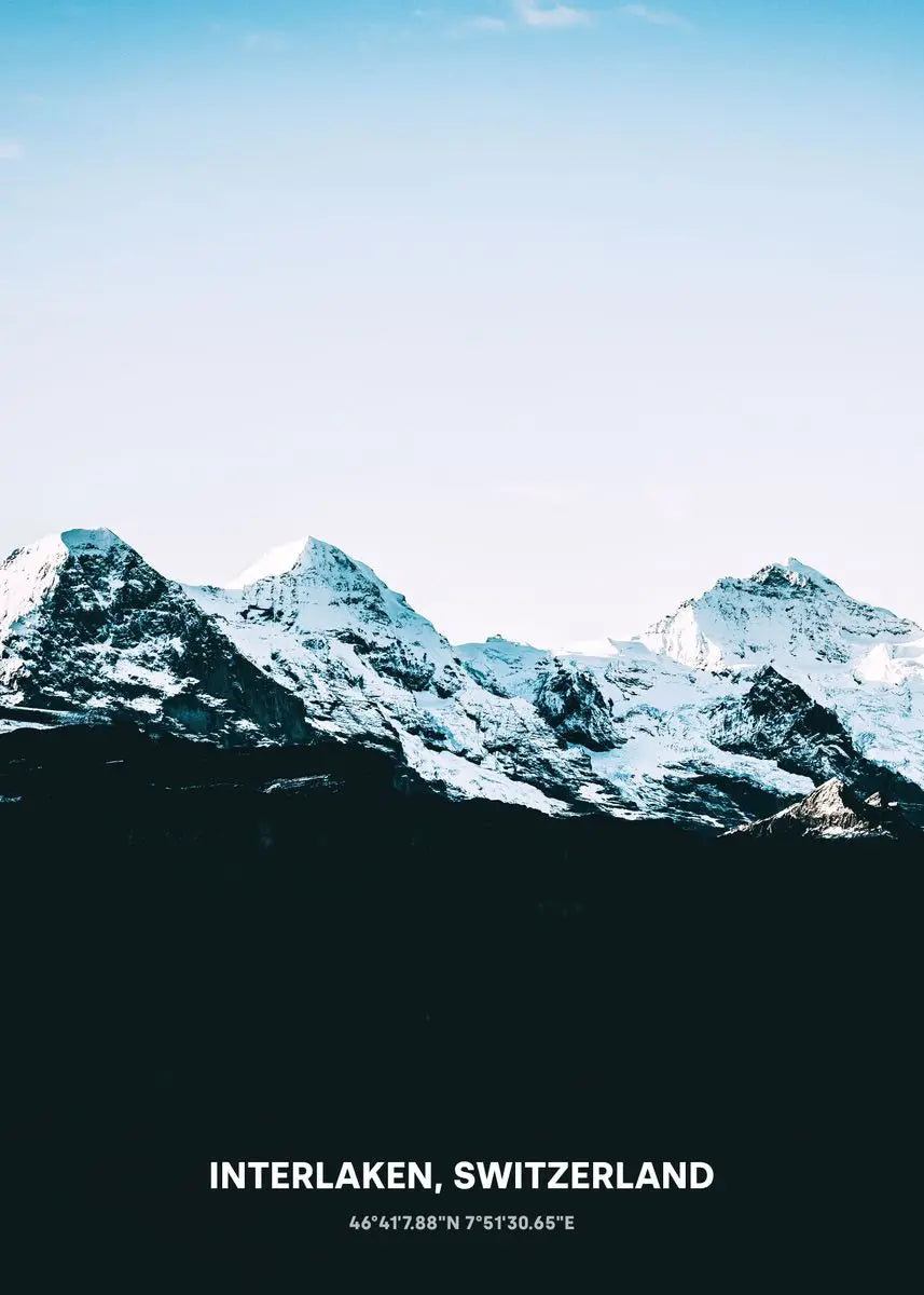 Rugged Mountain Ranges | Interlaken Wanddecoratie | Zwitserland Winterlandschap | Muurdecoratie Poster