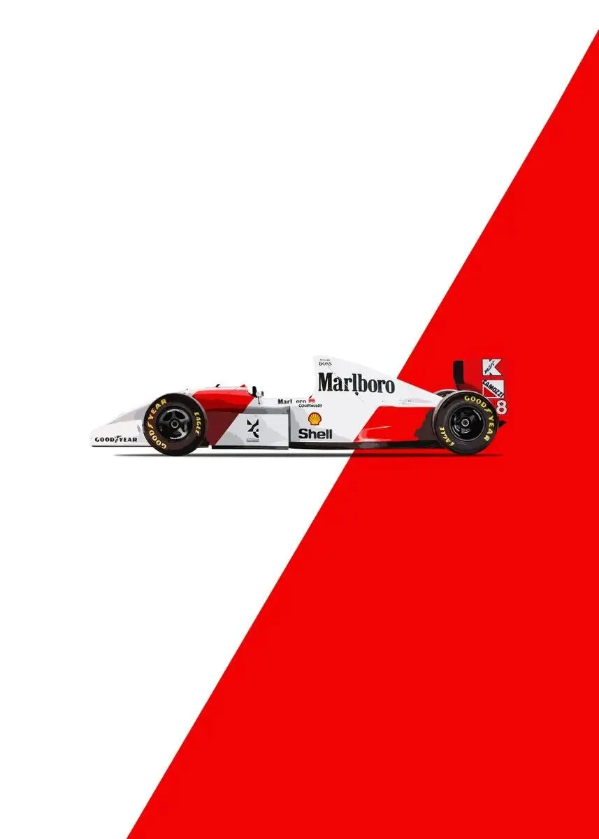 McLaren MP4/4 | Historische F1 Schilderijen | Muurdecoratie | Dominante Muurdecoratie Wanddecoratie