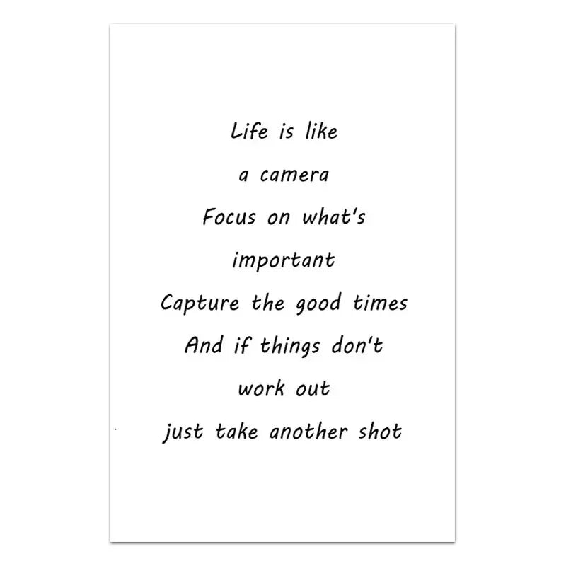 Life Camera Quote | Muurdecoratie voor Inspirerende Ruimtes | Wanddecoratie Poster | Typografie Kunst
