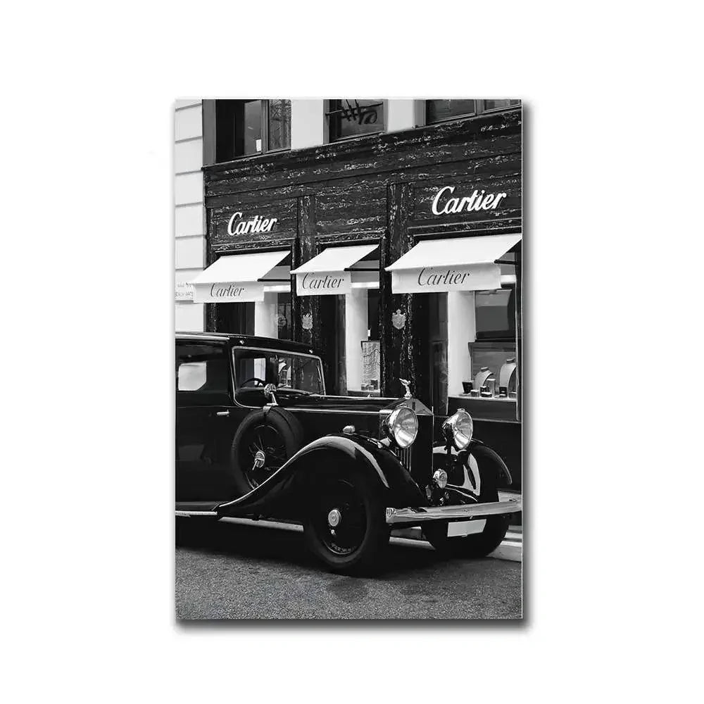 Cartier Paris Poster | Muurdecoratie | Vintage 1930 Rolls-Royce | Silhouettes & Skylines | Wanddecoratie Kunst