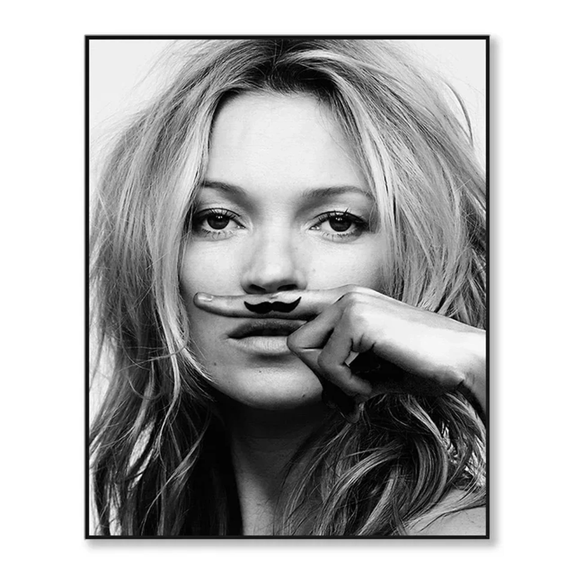 Whimsical Mustache Poster | Kate Moss Tribute | Visueel Kunstwerk Muurdecoratie | Fashion Icon Wanddecoratie Posters