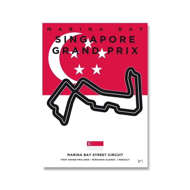Circuit Monaco Muurdecoratie | Formule 1 Kunst | Canvas Kunst Prints | Wanddecoratie Racebaan Posters | Diverse Landen