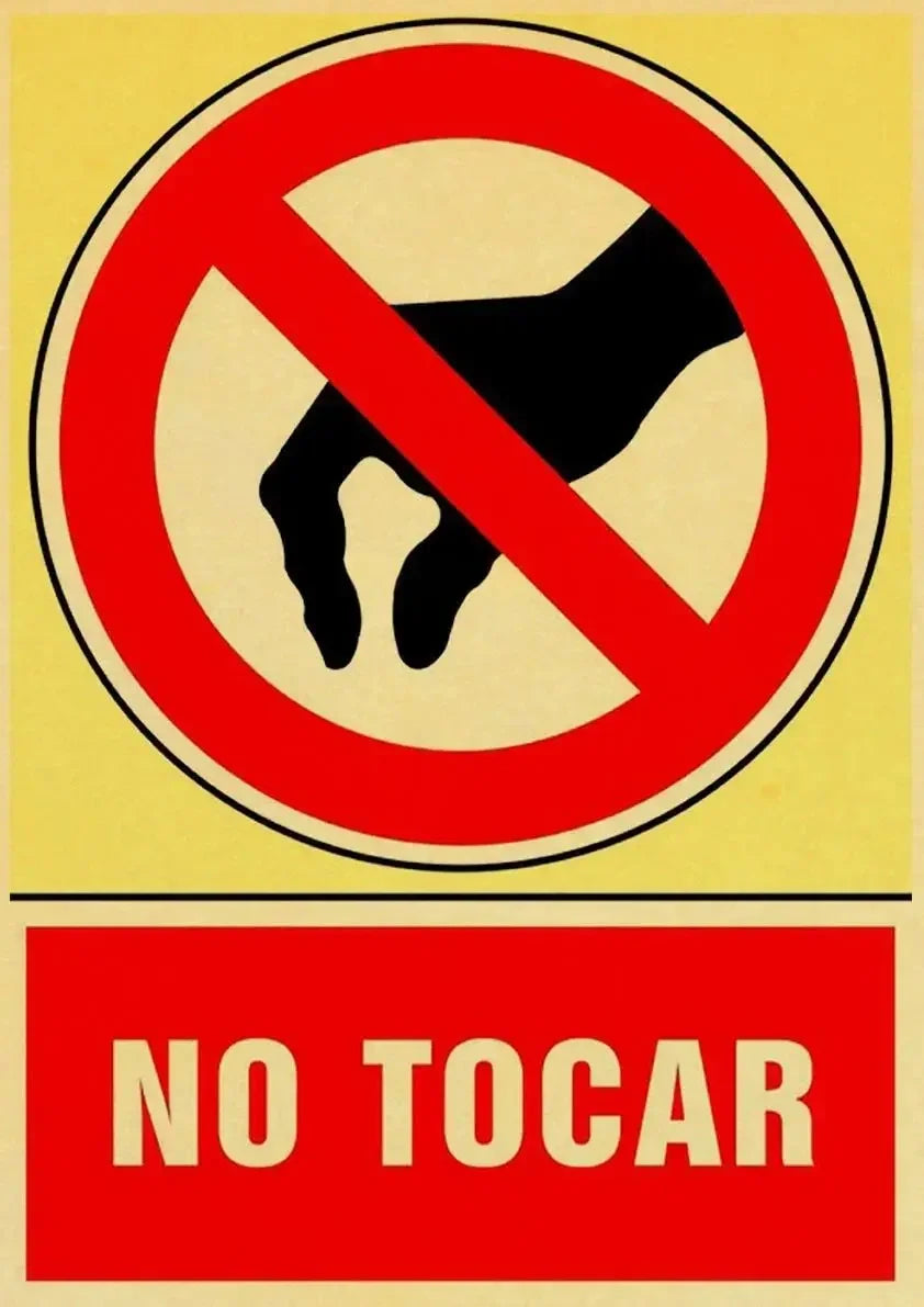 No Tocar Poster | Retro Muurdecoratie | Gevaar Wanddecoratie | Vintage Stijl Kunst voor Huis en Tuin