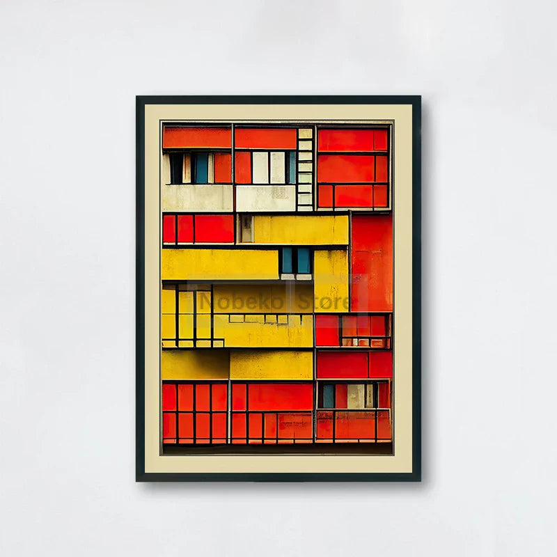 Abstract Architectural Art poster | Kleurrijke muurdeco | Moderne stedelijke wanddecoratie | Huis of kantoor muurdecoratie
