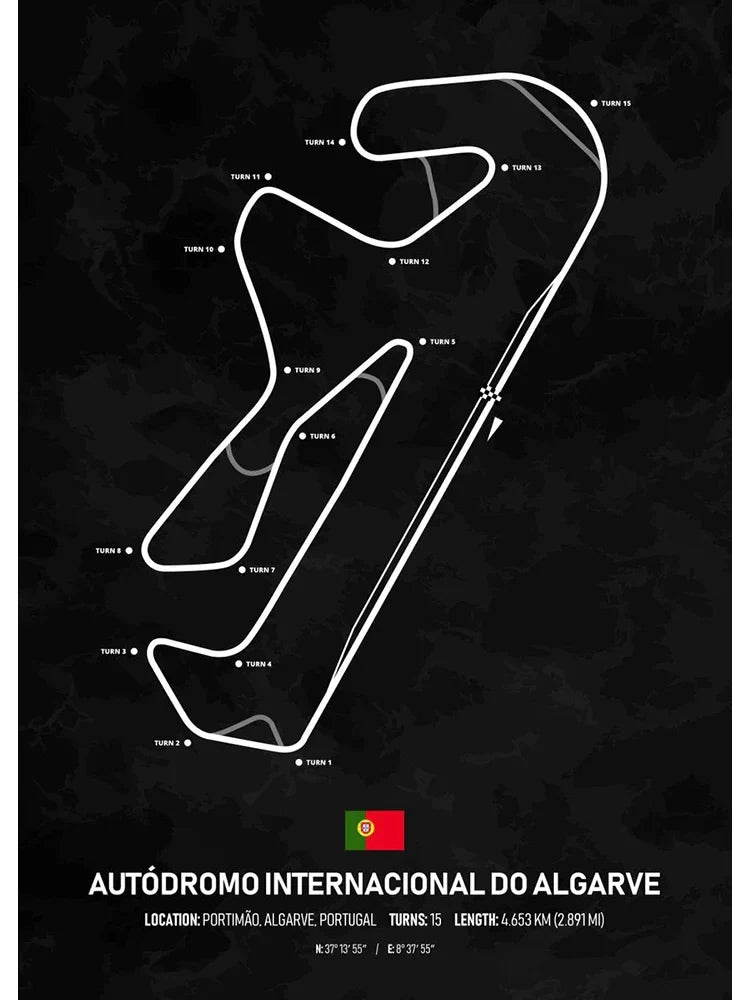 Autdromo Internacional do Algarve Poster | Wanddecoratie Formule 1 | Portugal Portimo | Muurdecoratie Racing Circuit Majestic Algarve | Posters Schilderijen