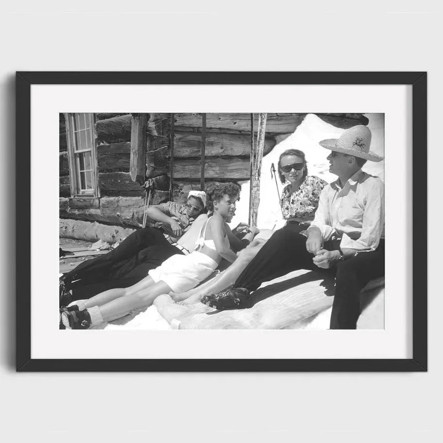 Vintage Ski Lodge Art Poster | Wanddecoratie | Authentieke Zonnige Ski Resort Ontspanning | Muurdecoratie | Posters