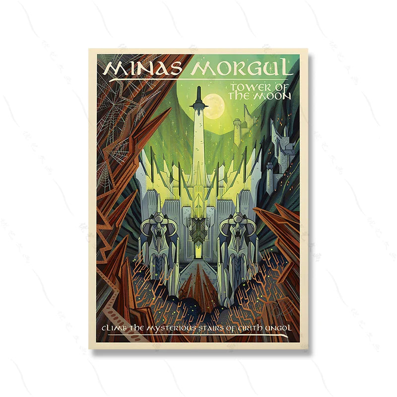Minas Morgul: Tower of the Moon | Wanddecoratie | Mysterieuze Trappen van Cirith Ungol | Fantasie Muurdecoratie | Mystieke Landschappenprint | Posters voor Verzamelaars | Muurdecoratie voor Thuis