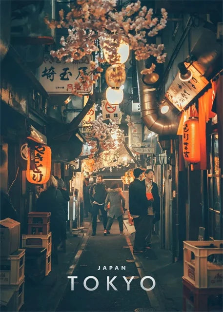 Yokocho Alley posters | Tokyo wanddecoratie | Japanse architectuur muurdecoratie | Stedelijk cultuur kunst