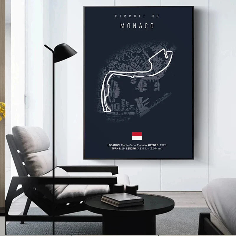 Laguna Seca Race Track Map | Posters | Motorsport Muurdecoratie | Schilderijen | Woonkamer Decoratie | Wanddecoratie | Moderne Canvas Kunst | Cadeau voor Race Enthusiasten | Hoogwaardige Print