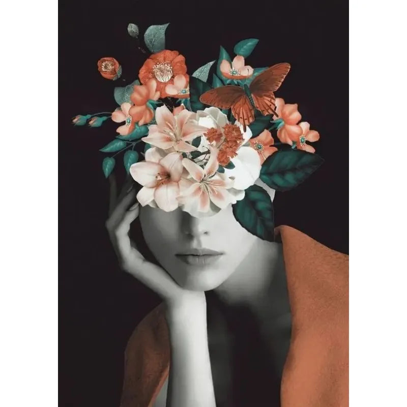 Blossoms of the Mind | Vintage bloemenhoofden wanddecoratie | Natuur Vlinders Muurdecoratie | Schilderijen & Posters Decoratie