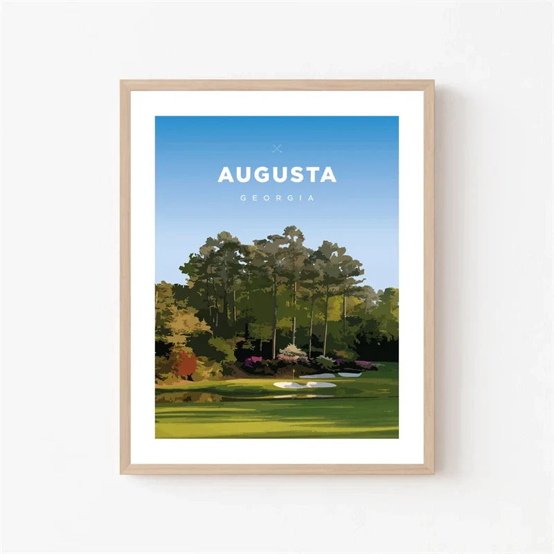 Augusta | Georgia | Werelds Beste Golfbanen | Tribute Muurdecoratie Kunstprint | Wanddecoratie Posters