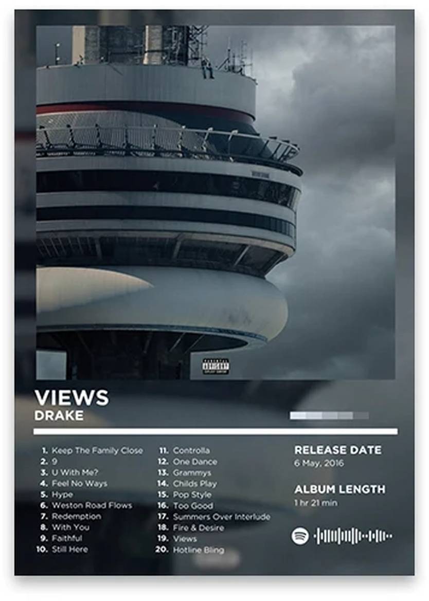 Drake Poster | Iconic Views | Muurdecoratie Hip Hop Kunst | Rap Legend Wanddecoratie | Posters Kunstwerk