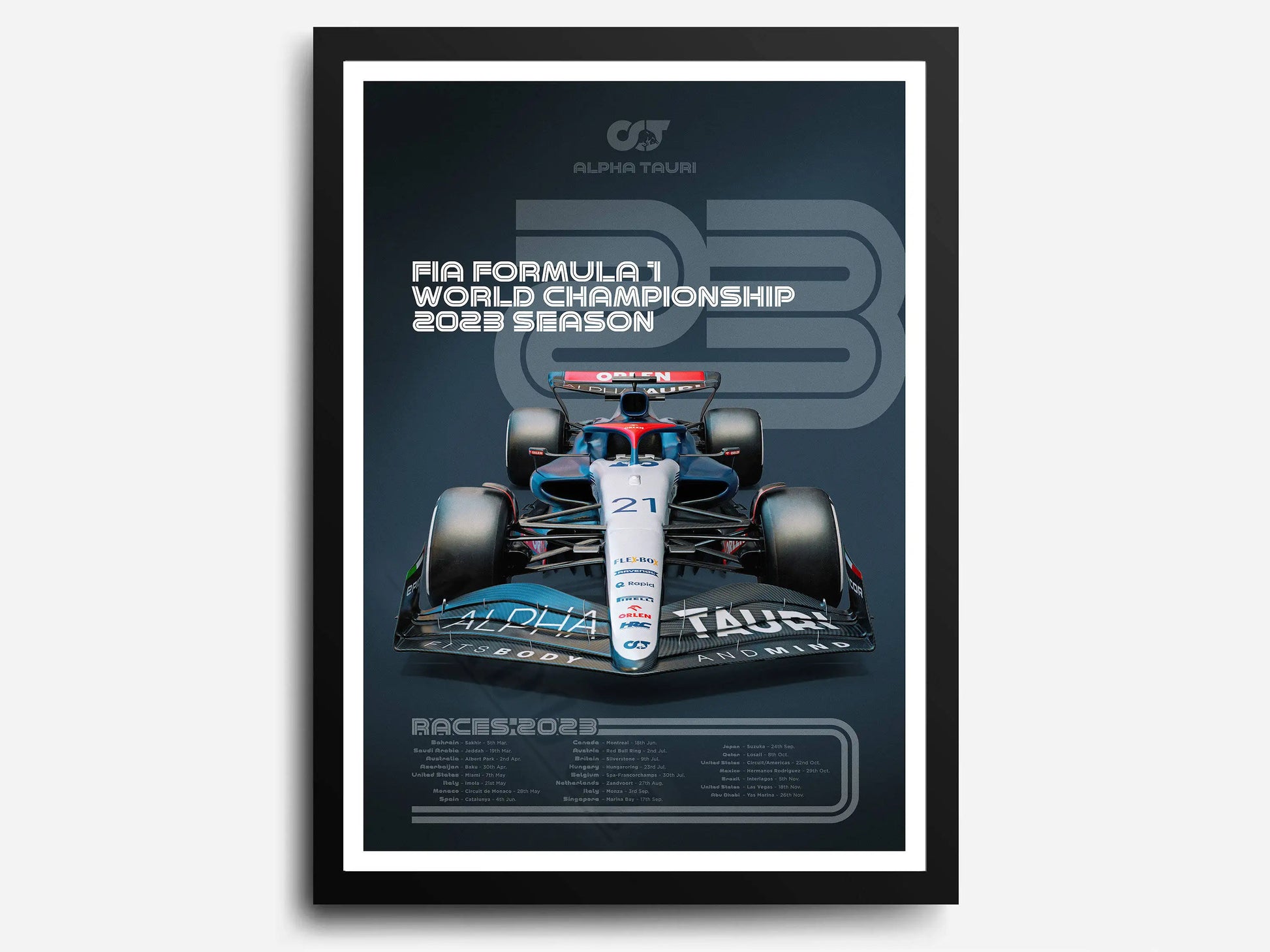 Nyck de Vries | Yuki Tsunoda | 2023 FIA Formula 1 World Championship | Muurdecoratie | Poster | Wanddecoratie