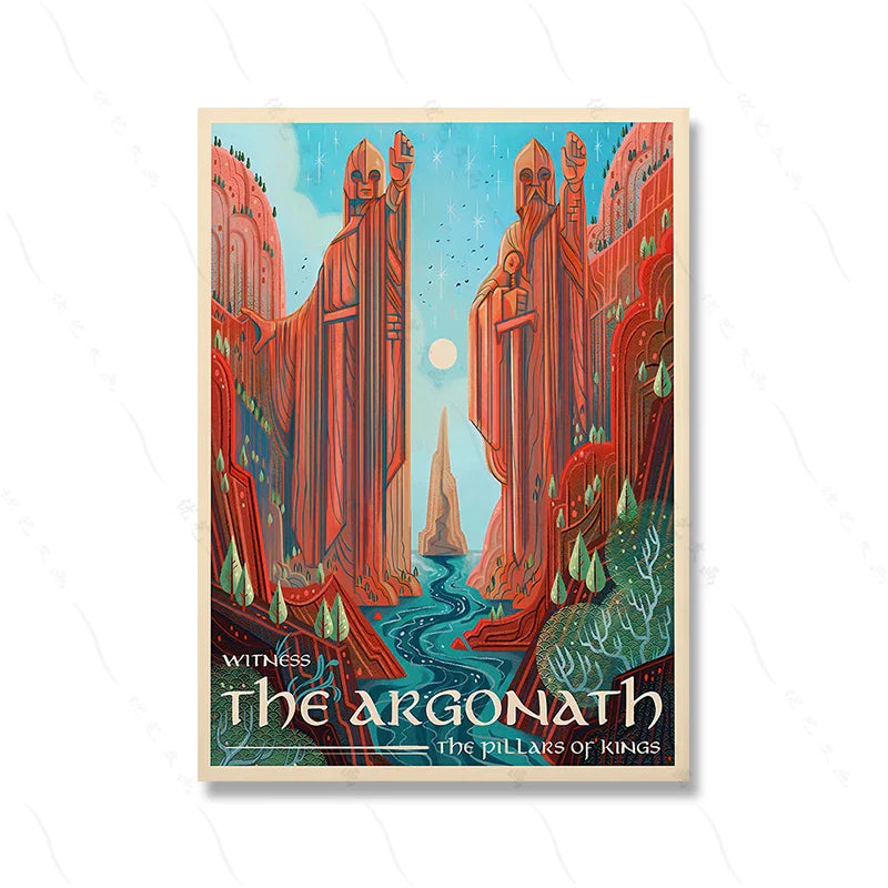 Argonath Poster | Muurdecoratie Wanddecoratie | Witness the Argonath River Anduin | Schilderijen Canvas Kunst voor Liefhebbers van Koninklijk Erfgoed en Oude Monumenten