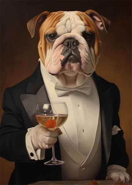 Evening Soiree | Bulldog Muurdecoratie | Wanddecoratie Bulldog | Posters en Schilderijen Elegantie