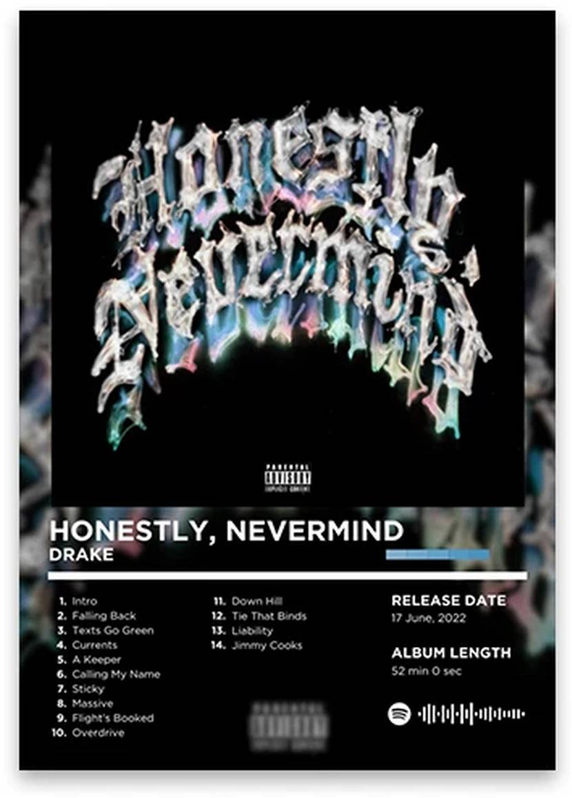 Honestly, Nevermind | Drake Poster | Iconische Muurdecoratie | Hip Hop Rhyme Legends | Muziek Schilderijen