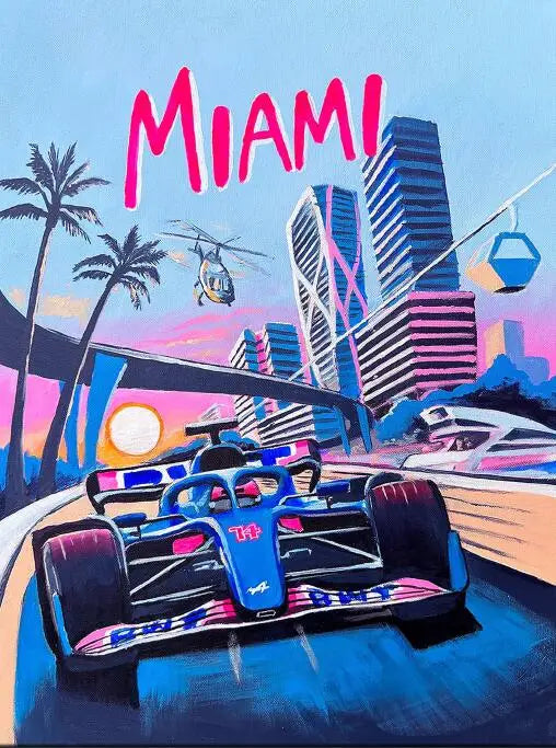 Miami F1 Racing | Posters | Muurdecoratie | Wanddecoratie | Dynamische Formule 1 Kunst | Woondecor