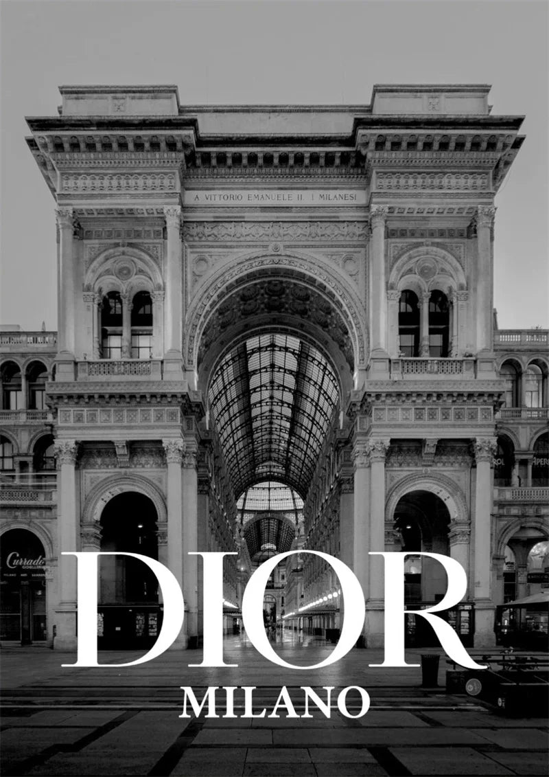 Dior Milano Posters | Luxe Muurdecoratie | Chic Wanddecoratie | Italiaanse Mode Schilderijen Kunst