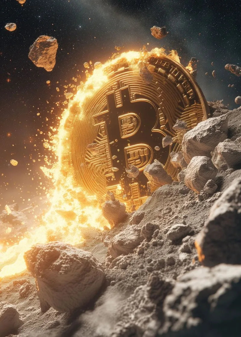 Bitcoin Explosion | Cryptomunt | Muurdecoratie | Futuristische Wanddecoratie | Poster | Kunst | Decor