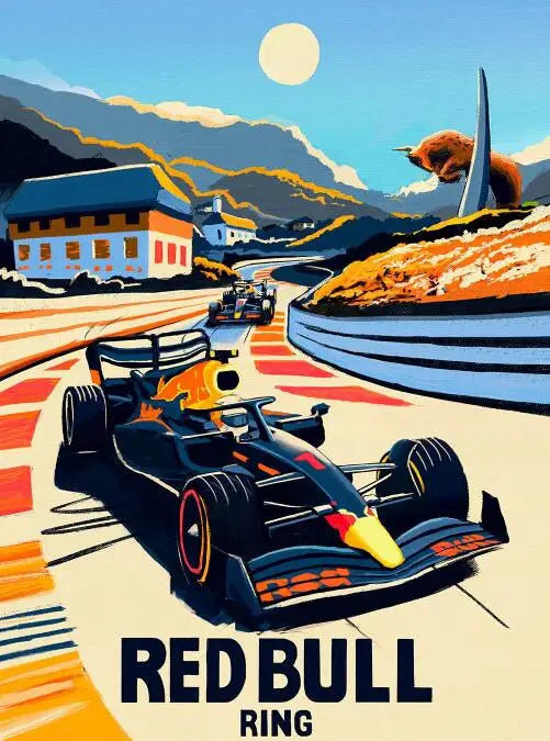 Formula 1 Racing Poster | Red Bull Ring Circuit | Motorsport Muurdecoratie | Unieke Wanddecoratie | High-Speed Track Design