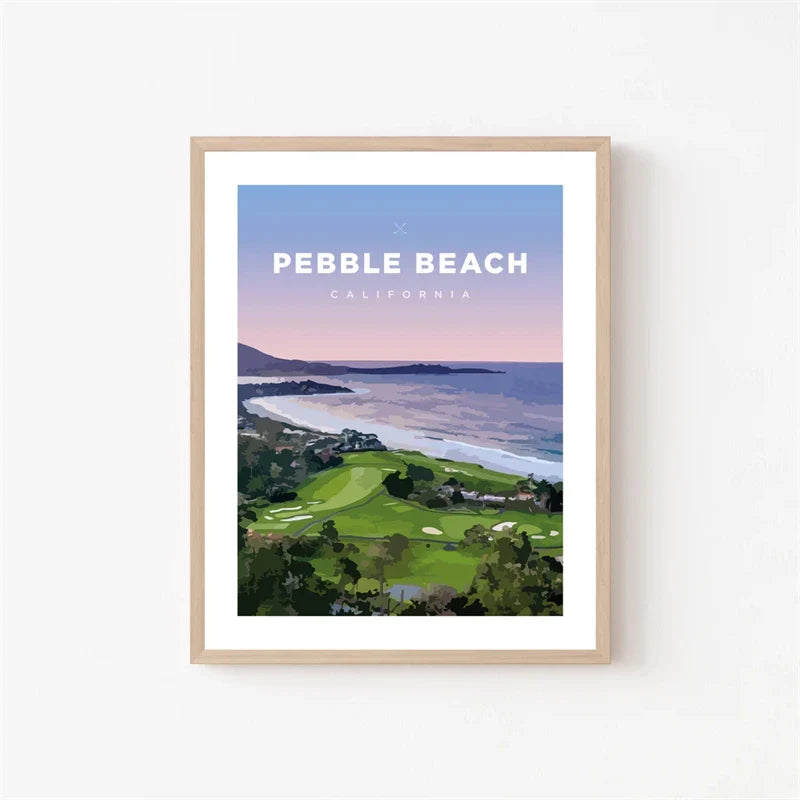 Pebble Beach | Poster | Iconische Muurdecoratie van California Golfbaan | Wanddecoratie voor Thuis