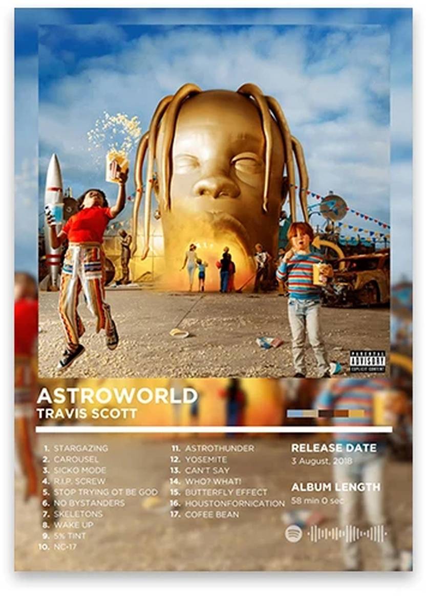Astroworld Poster | Travis Scott | Iconische Muurdecoratie | Hip Hop Album Art | Wanddecoratie voor Fans