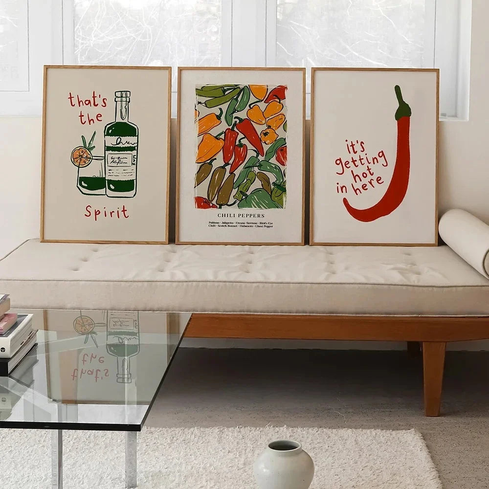 Japanese Hot Chilli Pepper Poster | Schilderij | Muurdecoratie | Oriëntaalse Keuken Poster | Kunst voor thuis