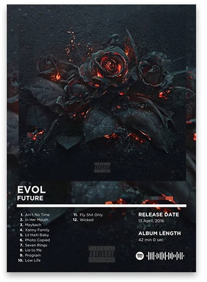 EVOL Poster | Future Hip Hop Album Art | Muurdecoratie Muziek | Iconische Rap Kunst | Rhyme Legends Collectie