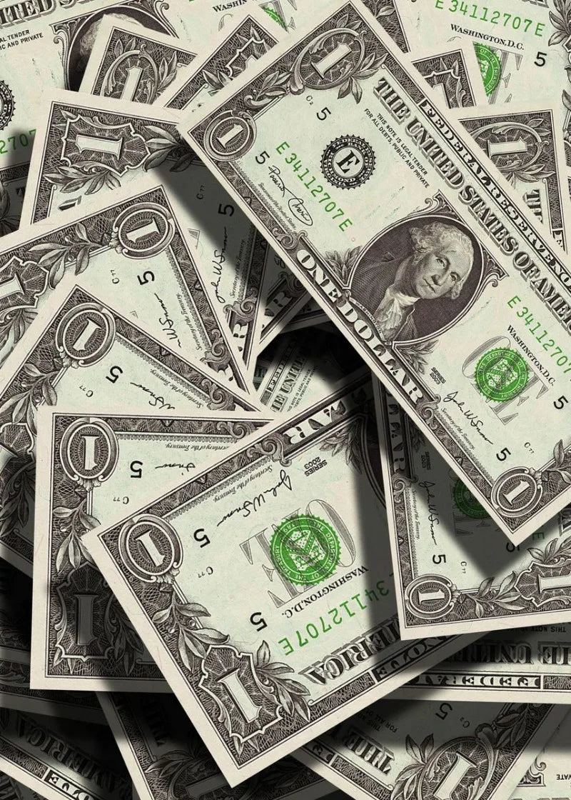 Dollar Bills Poster | Muurdecoratie Geld | Wanddecoratie Rijkdom | Posters | US Currency Wandkunst