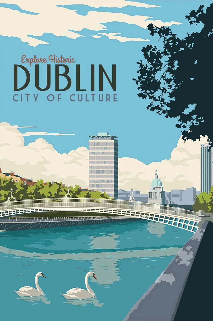 Dublin | Culturele Bezienswaardigheden | Ierland Verkenning | Artistieke Reis | Muurdecoratie Poster