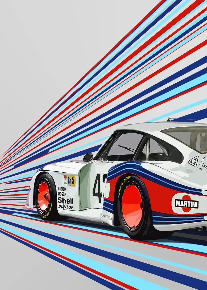 Porsche 935 Martini | Vintage Poster | Muurdecoratie Klassieke Motorsport | Wanddecoratie Rennen