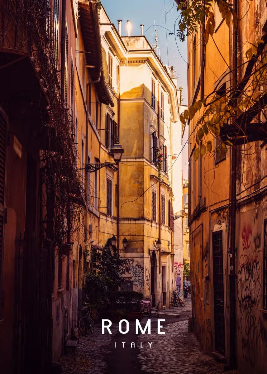 Hidden Alley | Romantisch Rome | Verstopte Hoeken | Authentieke Romaanse Charme | Muurdecoratie Posters Italië