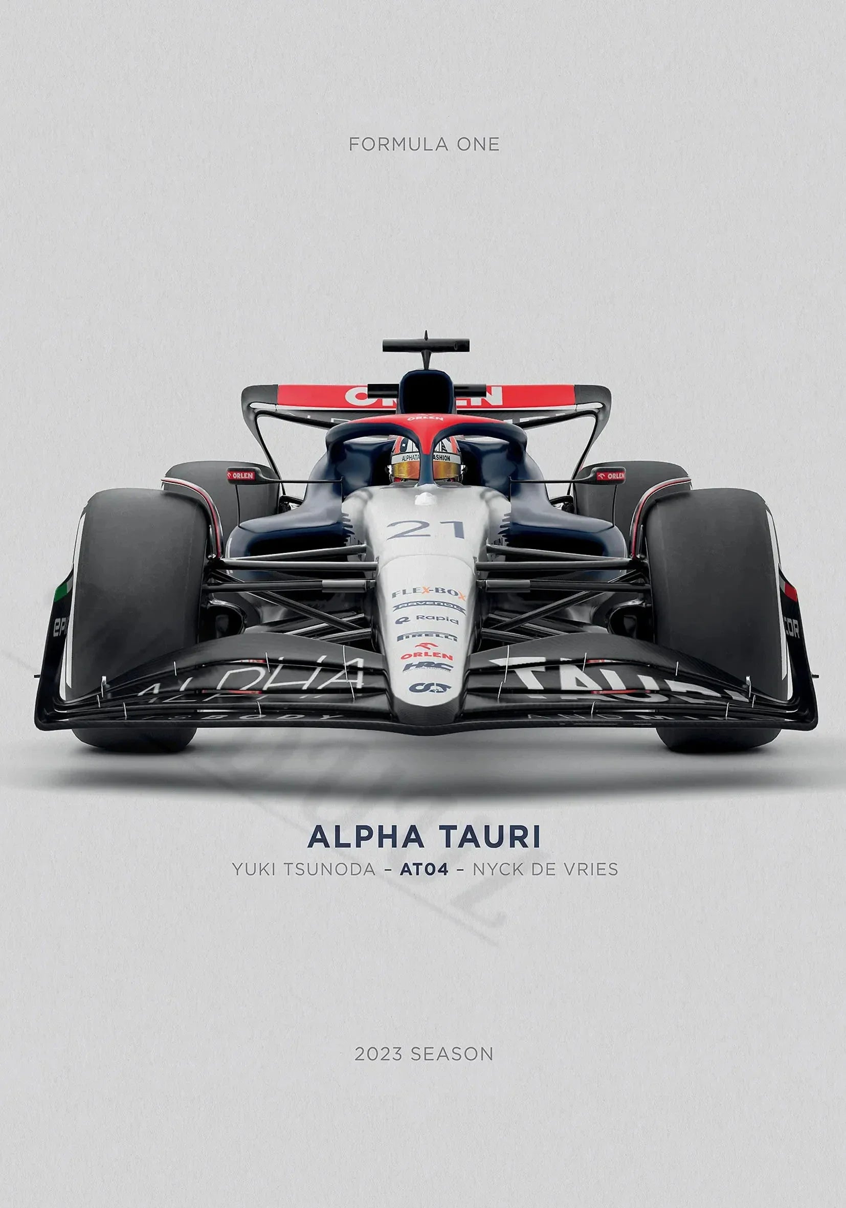Yuki Tsunoda & Nyck de Vries AT04 | Alpha Tauri Formule 1 Poster | Motorsport Wanddecoratie | Snelheid & Precisie Muurdecoratie