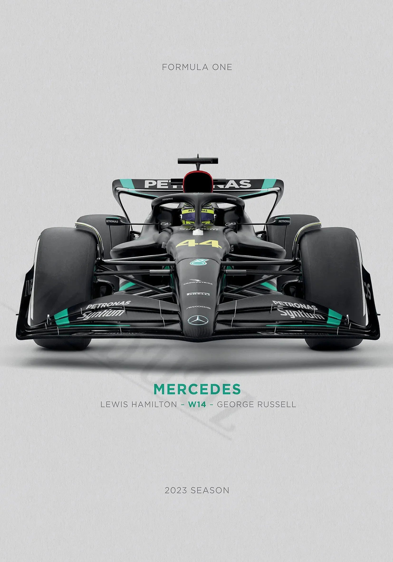 Mercedes Formula 1 W14 Poster | Lewis Hamilton & George Russell | Muurdecoratie | Wanddecoratie | Posters | Schilderijen | Canvas kunst | Speed & Precision Racing Artwork