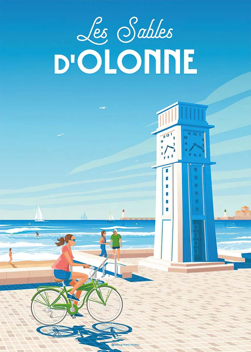 Les Sables d'Olonne Poster | Klokkentoren | Nautische Wanddecoratie | Tijdloze Muurdecoratie | Kustavonturen