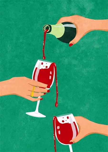 Vibrant Wine Pour Poster | Muurdecoratie | Viering Kunstwerk | Moderne Wanddecoratie | Interieur Decoratie