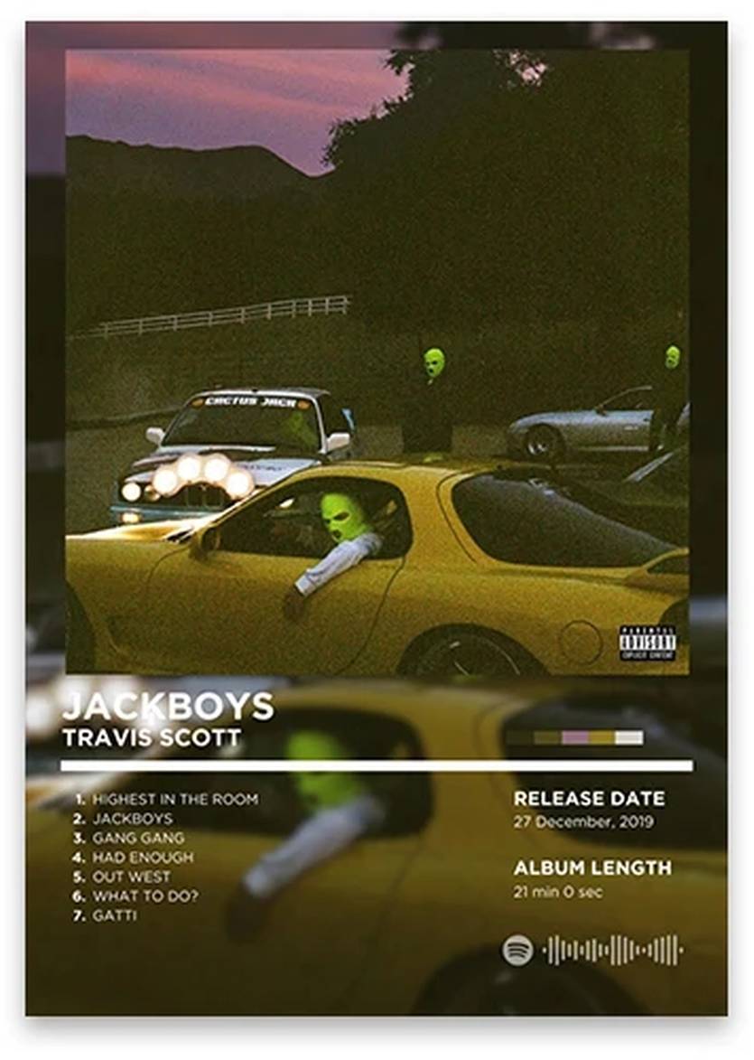 JACKBOYS Travis Scott Poster | Legendarische Rap Album Muurdecoratie | Iconische Hip Hop Kunst | Wanddecoratie