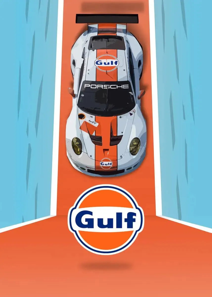 Porsche 917 | Poster Muurdecoratie | Vintage Racing Muurkunst | Porsche 917 Iconische Gulf Kleuren Wanddecoratie