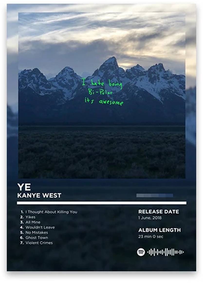 Kanye West Poster | Iconische Rhyme Legends | Muurdecoratie Muziek | Hip Hop Album Art Muurdecoratie