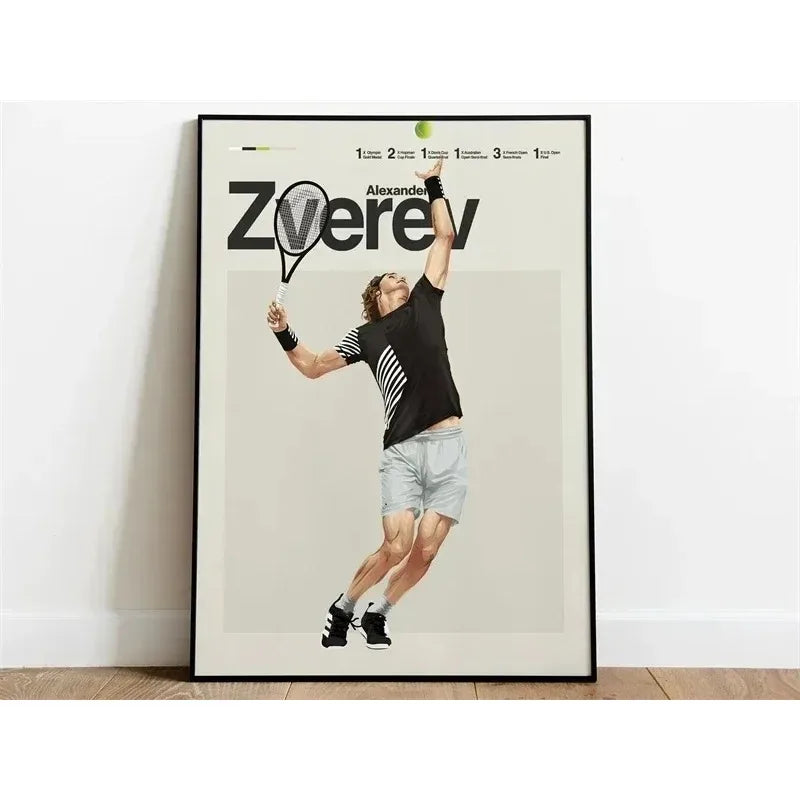 Alexander Zverev Tennis Poster | Aesthetic Muurdecoratie | Moderne Wanddecoratie Schilderijen