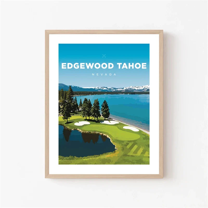 Tahoe Nevada Golf Course Tribute | Muurdecoratie Poster | Schilderijen | Canvas Kunst | Wanddecoratie