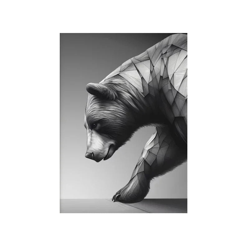 Bull Bear Market | Abstracte Dierenkunst Canvas | Moderne Muurdecoratie | Posters & Schilderijen | Woonkamer & Kantoor