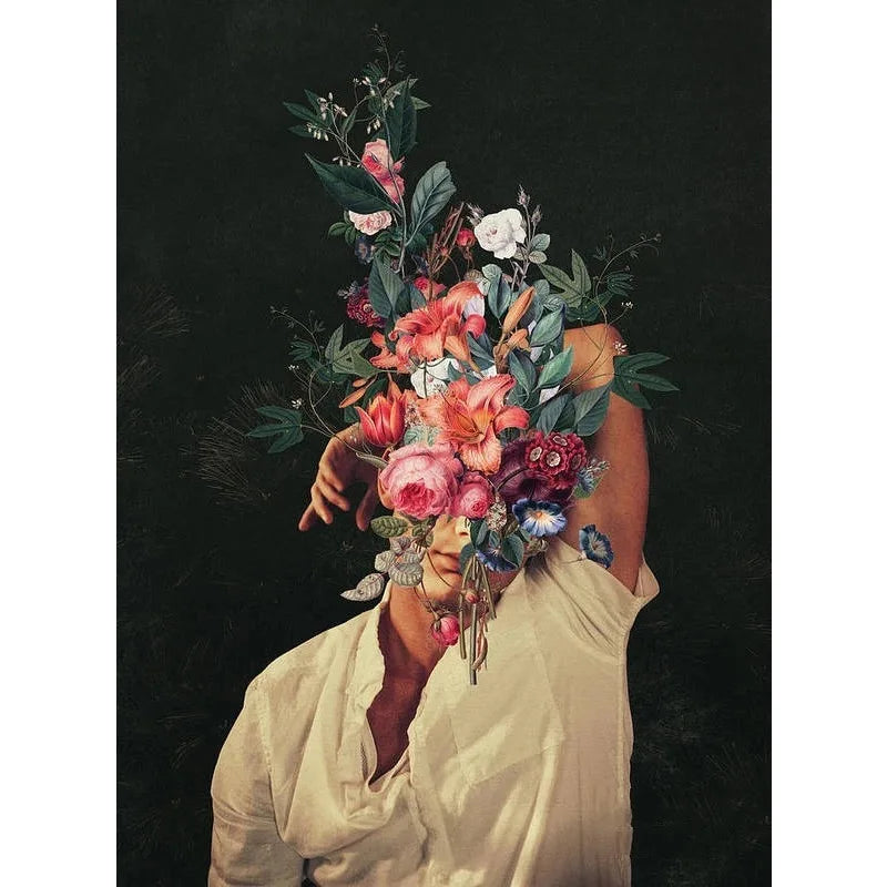Blossoms of the Mind poster | Muurdecoratie | Klassieke bloemen | Artistieke vrouw | Weelderige tuin sfeer