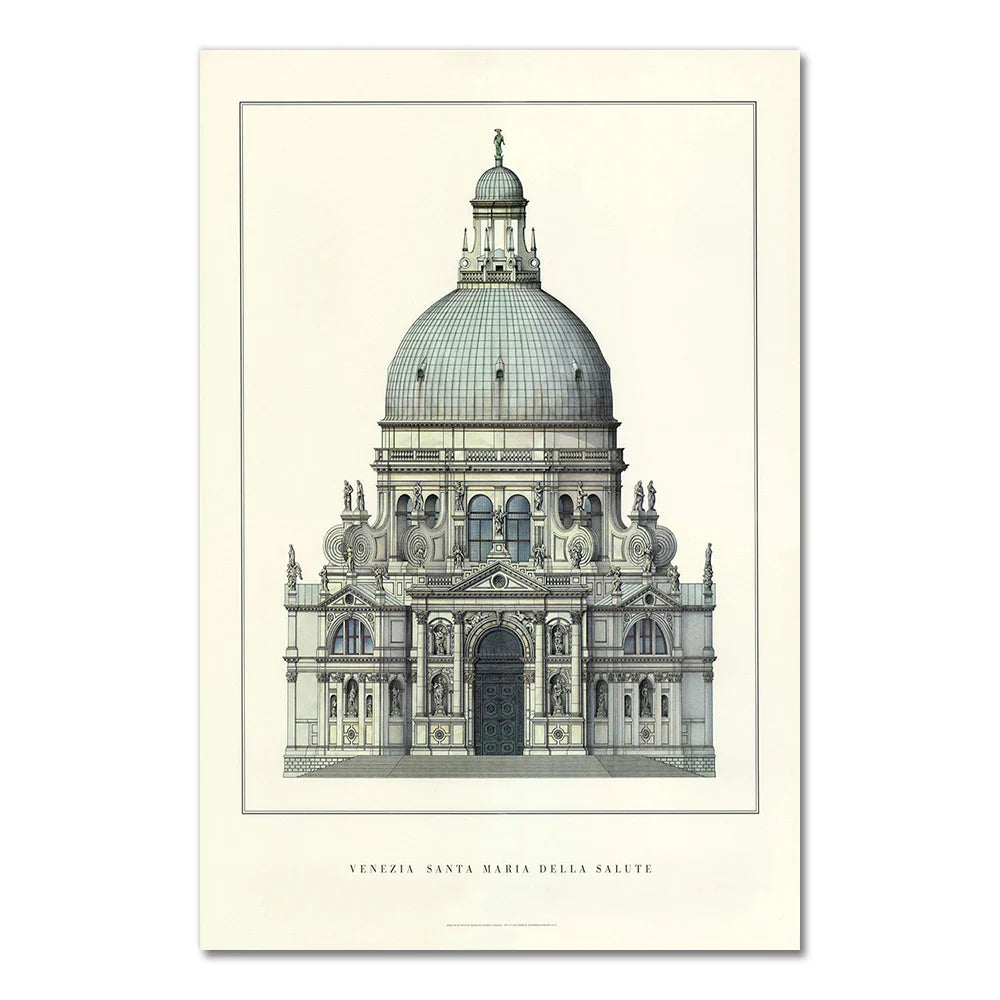 Santa Maria della Salute Posters | Venetiaanse Kunst | Barokke Architectuur | Muurdecoratie Italië | Wanddecoratie Europese Kunst