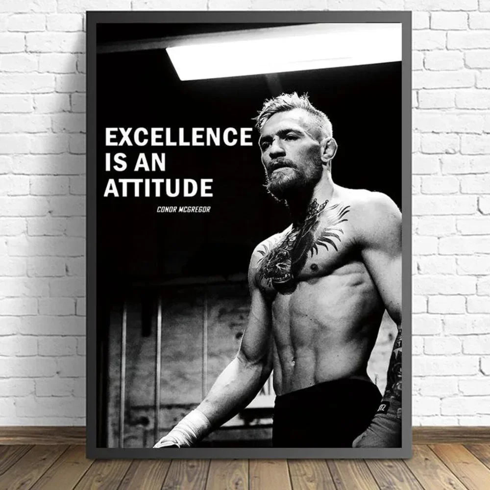 Conor McGregor Poster | Excellence Is An Attitude | Motivatie Muurdecoratie | Inspirerende Boks Kunst | UFC Wanddecoratie | Professionele Kwaliteit Print