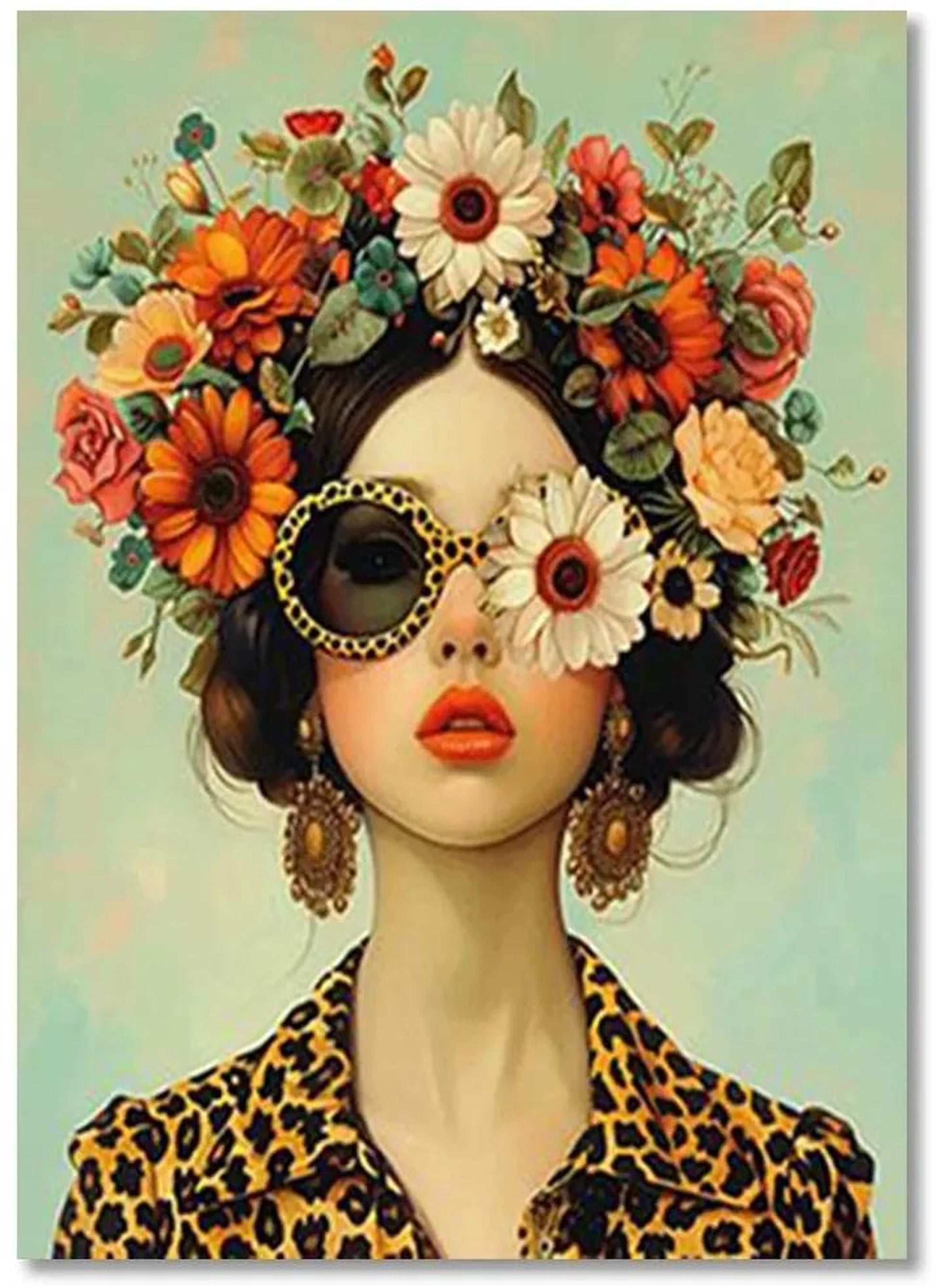 Blossoming Gaze Poster | Muurdecoratie | Vrouw met Bloemenhoed | Natuurlijke Wanddecoratie | Ornamenten