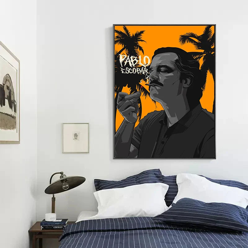 Pablo Escobar met Palmbomen Muurdecoratie | Wanddecoratie Poster Tropisch | Voor Woonkamer of Kantoor